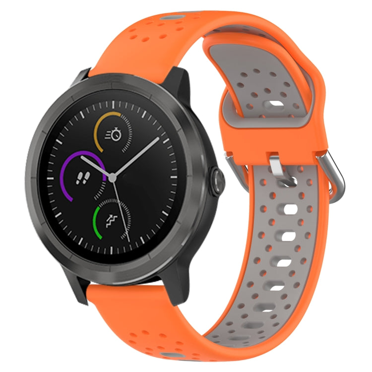 For Garmin Vivoactive3 20mm Breathable Two-Color Silicone Watch Band(Orange+Grey) - Watch Bands by PMC TechLife | Online Shopping South Africa | PMC TechLife