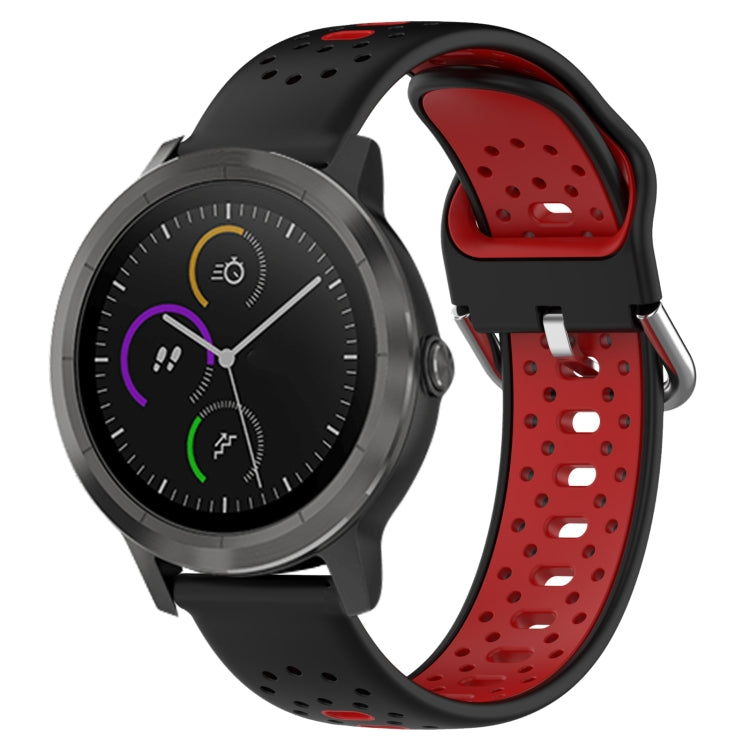 For Garmin Vivoactive3 20mm Breathable Two-Color Silicone Watch Band(Black+Red) - Watch Bands by PMC TechLife | Online Shopping South Africa | PMC TechLife