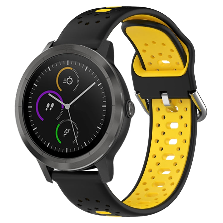 For Garmin Vivoactive3 20mm Breathable Two-Color Silicone Watch Band(Black+Yellow) -  by PMC TechLife | Online Shopping South Africa | PMC TechLife