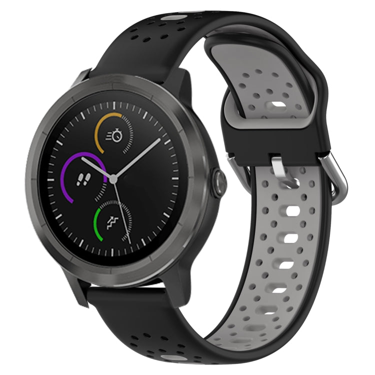 For Garmin Vivoactive3 20mm Breathable Two-Color Silicone Watch Band(Black+Grey) - Watch Bands by PMC TechLife | Online Shopping South Africa | PMC TechLife