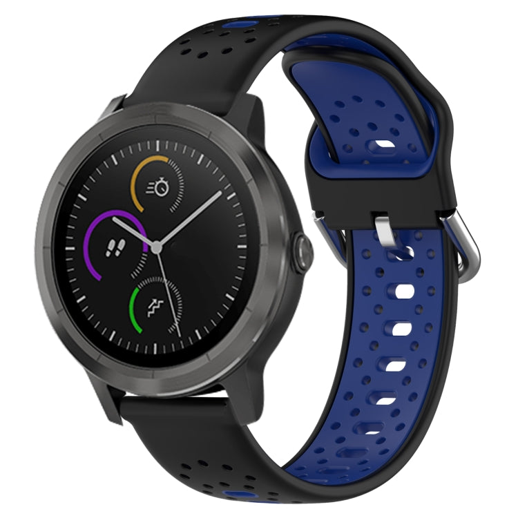 For Garmin Vivoactive3 20mm Breathable Two-Color Silicone Watch Band(Black+Blue) - Watch Bands by PMC TechLife | Online Shopping South Africa | PMC TechLife