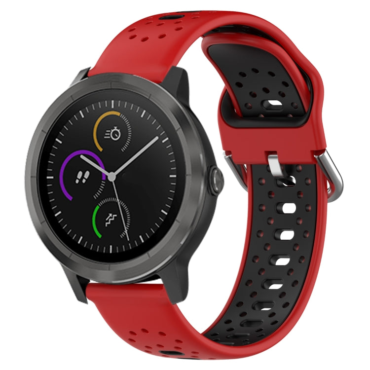 For Garmin Vivoactive3 20mm Breathable Two-Color Silicone Watch Band(Red+Black) - Watch Bands by PMC TechLife | Online Shopping South Africa | PMC TechLife