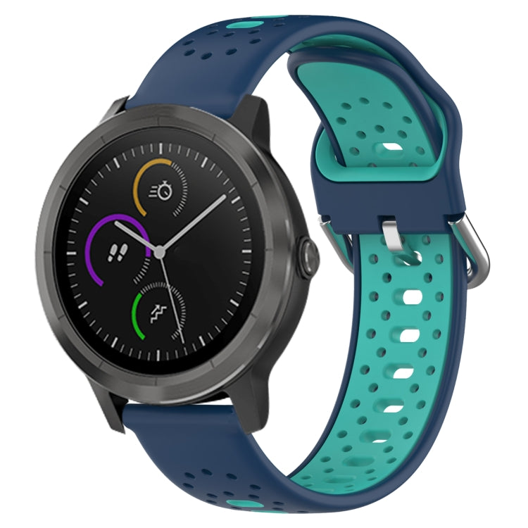 For Garmin Vivoactive3 20mm Breathable Two-Color Silicone Watch Band(Blue+Teal) - Watch Bands by PMC TechLife | Online Shopping South Africa | PMC TechLife