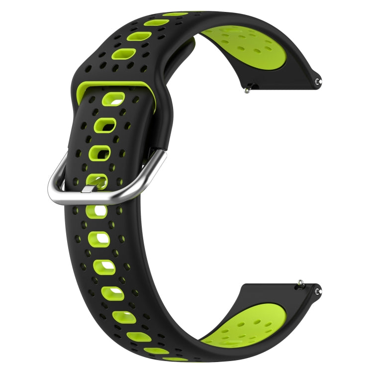 For Garmin Vivoactive3 Music 20mm Breathable Two-Color Silicone Watch Band(Black+Lime Green) - Watch Bands by PMC Jewellery | Online Shopping South Africa | PMC Jewellery