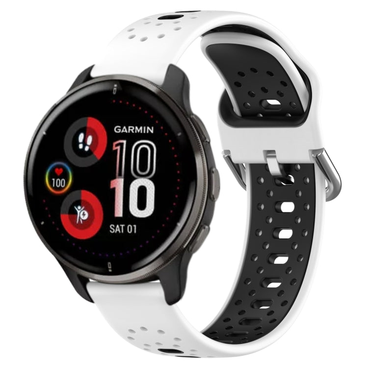 For Garmin Venu 2 Plus 20mm Breathable Two-Color Silicone Watch Band(White+Black) - Watch Bands by PMC TechLife | Online Shopping South Africa | PMC TechLife