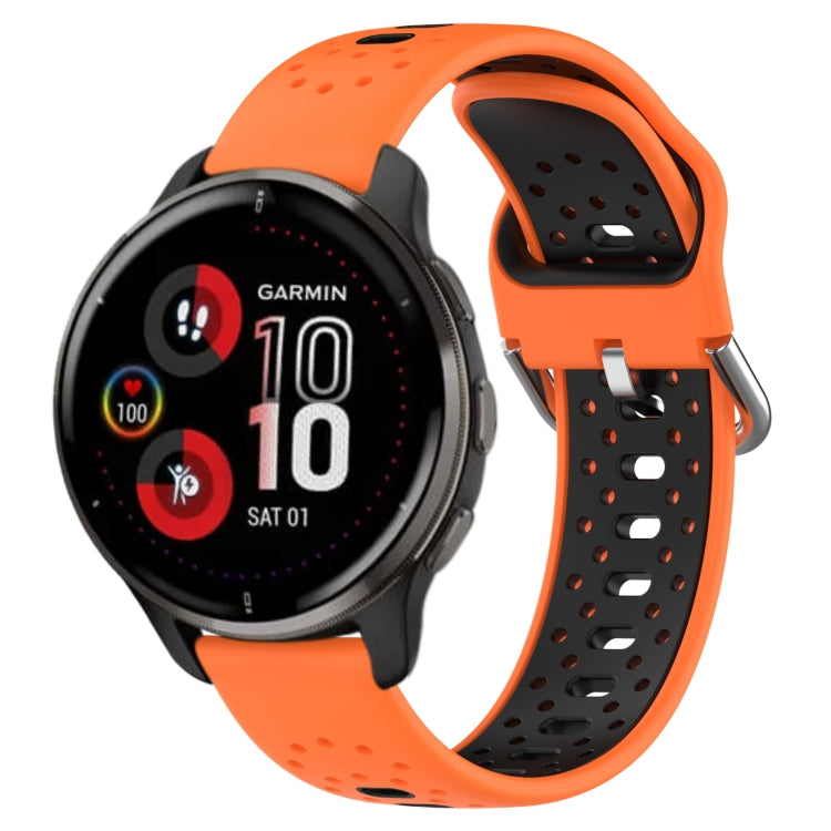 For Garmin Venu 2 Plus 20mm Breathable Two-Color Silicone Watch Band(Orange+Black) - Watch Bands by PMC TechLife | Online Shopping South Africa | PMC TechLife