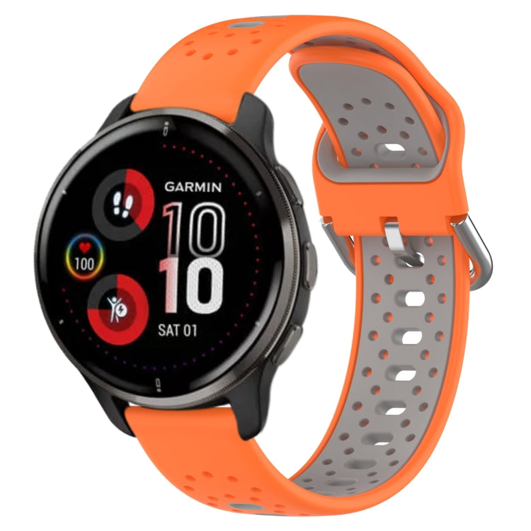 For Garmin Venu 2 Plus 20mm Breathable Two-Color Silicone Watch Band(Orange+Grey) - Watch Bands by PMC TechLife | Online Shopping South Africa | PMC TechLife