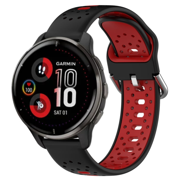 For Garmin Venu 2 Plus 20mm Breathable Two-Color Silicone Watch Band(Black+Red) - Watch Bands by PMC TechLife | Online Shopping South Africa | PMC TechLife