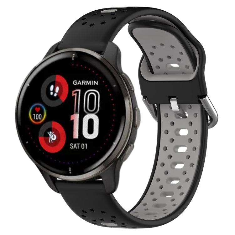 For Garmin Venu 2 Plus 20mm Breathable Two-Color Silicone Watch Band(Black+Grey) - Watch Bands by PMC TechLife | Online Shopping South Africa | PMC TechLife