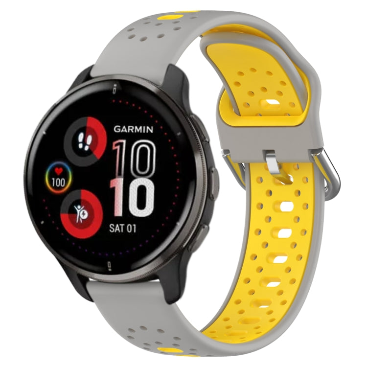 For Garmin Venu 2 Plus 20mm Breathable Two-Color Silicone Watch Band(Grey+Yellow) - Watch Bands by PMC TechLife | Online Shopping South Africa | PMC TechLife