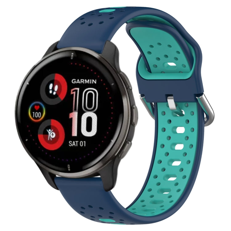For Garmin Venu 2 Plus 20mm Breathable Two-Color Silicone Watch Band(Blue+Teal) - Watch Bands by PMC TechLife | Online Shopping South Africa | PMC TechLife