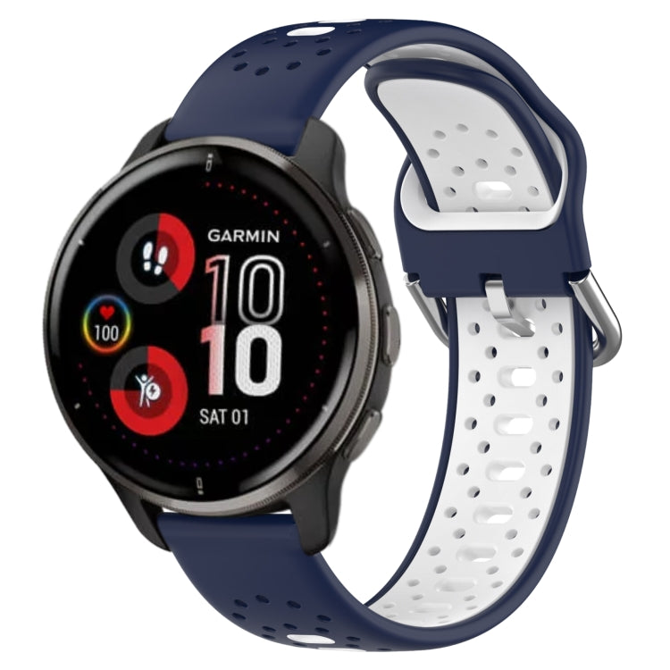 For Garmin Venu 2 Plus 20mm Breathable Two-Color Silicone Watch Band(Midnight Blue+White) - Watch Bands by PMC TechLife | Online Shopping South Africa | PMC TechLife