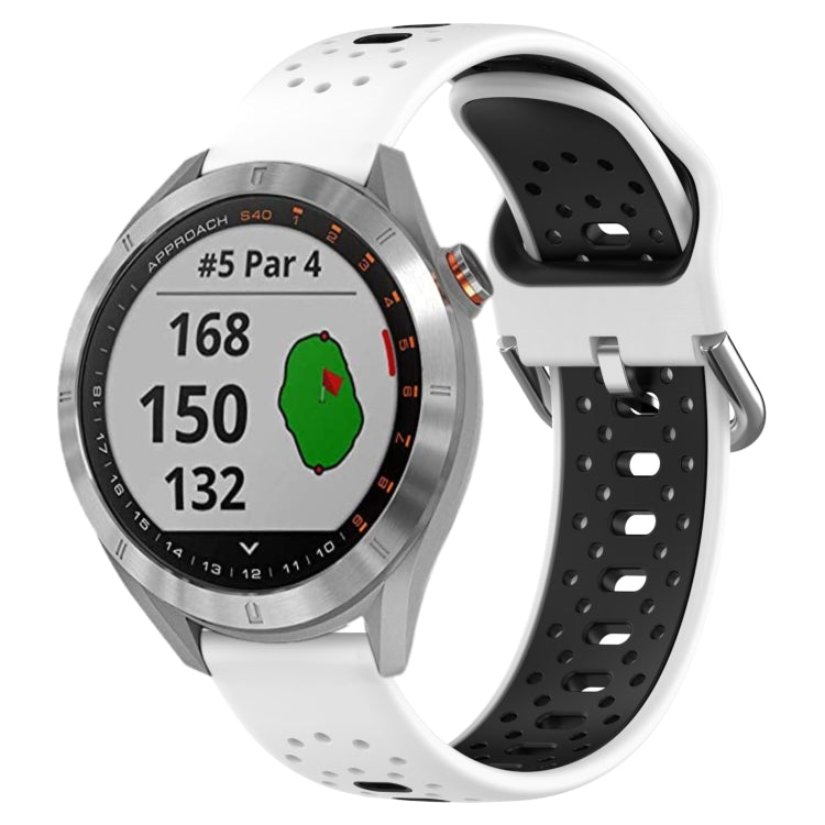 For Garmin Approach S40 20mm Breathable Two-Color Silicone Watch Band(White+Black) - Watch Bands by PMC TechLife | Online Shopping South Africa | PMC TechLife