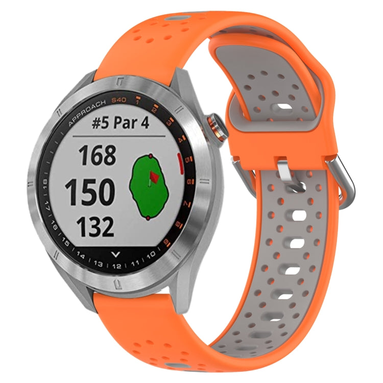 For Garmin Approach S40 20mm Breathable Two-Color Silicone Watch Band(Orange+Grey) - Watch Bands by PMC TechLife | Online Shopping South Africa | PMC TechLife