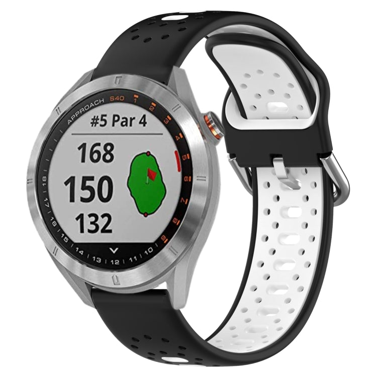 For Garmin Approach S40 20mm Breathable Two-Color Silicone Watch Band(Black+White) - Watch Bands by PMC TechLife | Online Shopping South Africa | PMC TechLife