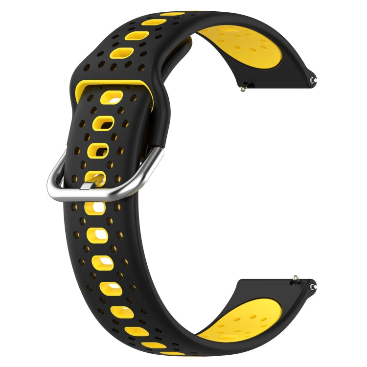 For Garmin Approach S40 20mm Breathable Two-Color Silicone Watch Band(Black+Yellow) - Watch Bands by PMC Jewellery | Online Shopping South Africa | PMC Jewellery