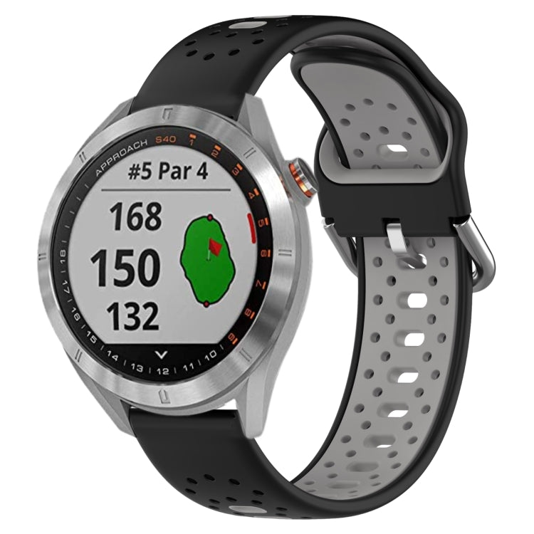 For Garmin Approach S40 20mm Breathable Two-Color Silicone Watch Band(Black+Grey) - Watch Bands by PMC TechLife | Online Shopping South Africa | PMC TechLife