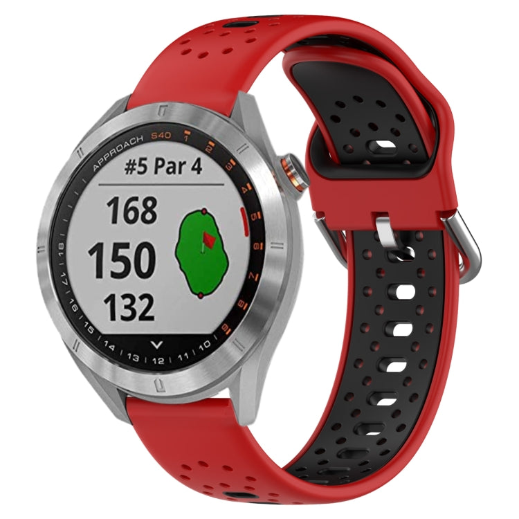 For Garmin Approach S40 20mm Breathable Two-Color Silicone Watch Band(Red+Black) - Watch Bands by PMC TechLife | Online Shopping South Africa | PMC TechLife