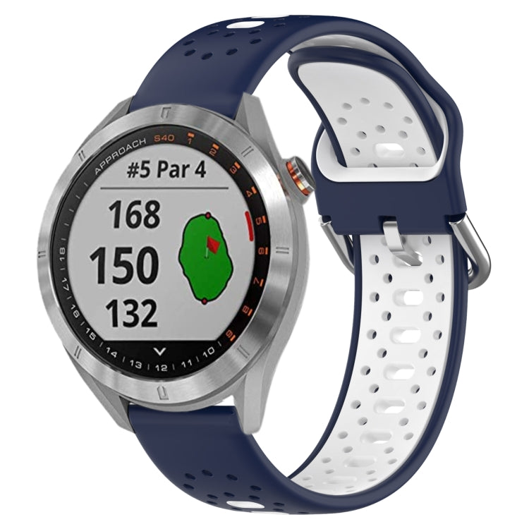For Garmin Approach S40 20mm Breathable Two-Color Silicone Watch Band(Midnight Blue+White) - Watch Bands by PMC TechLife | Online Shopping South Africa | PMC TechLife