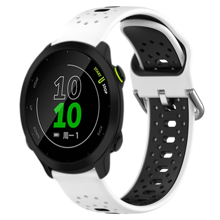 For Garmin Forerunner 158 20mm Breathable Two-Color Silicone Watch Band(White+Black) - Watch Bands by PMC TechLife | Online Shopping South Africa | PMC TechLife