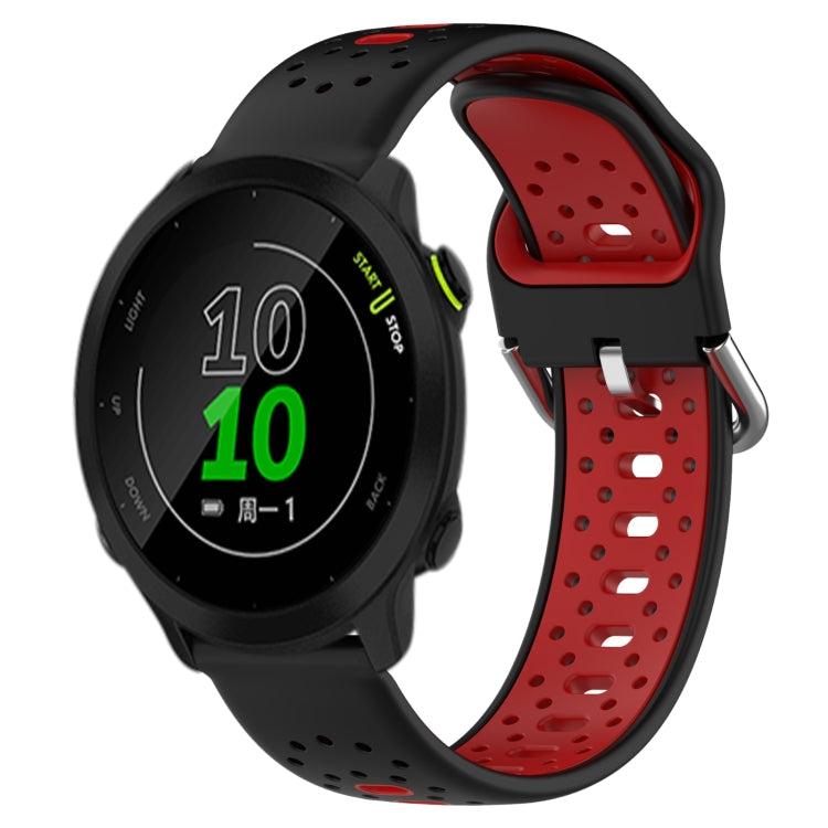 For Garmin Forerunner 158 20mm Breathable Two-Color Silicone Watch Band(Black+Red) - Watch Bands by PMC TechLife | Online Shopping South Africa | PMC TechLife