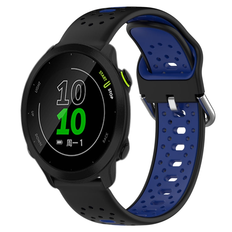 For Garmin Forerunner 158 20mm Breathable Two-Color Silicone Watch Band(Black+Blue) - Watch Bands by PMC TechLife | Online Shopping South Africa | PMC TechLife