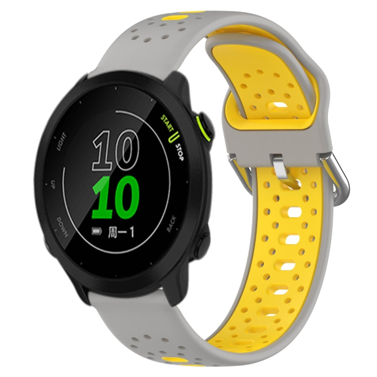 For Garmin Forerunner 158 20mm Breathable Two-Color Silicone Watch Band(Grey+Yellow) - Watch Bands by PMC TechLife | Online Shopping South Africa | PMC TechLife
