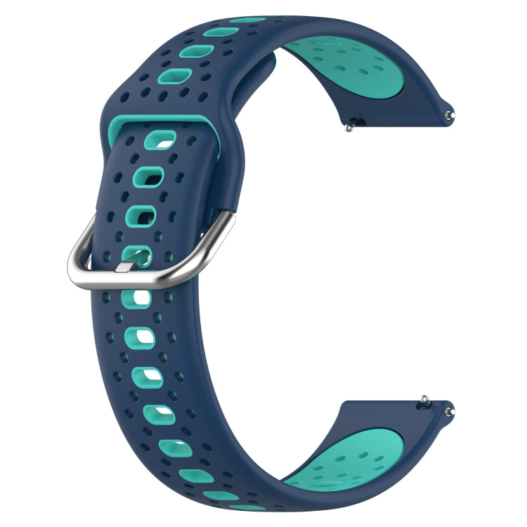 For Garmin Forerunner 158 20mm Breathable Two-Color Silicone Watch Band(Blue+Teal) - Watch Bands by PMC TechLife | Online Shopping South Africa | PMC TechLife