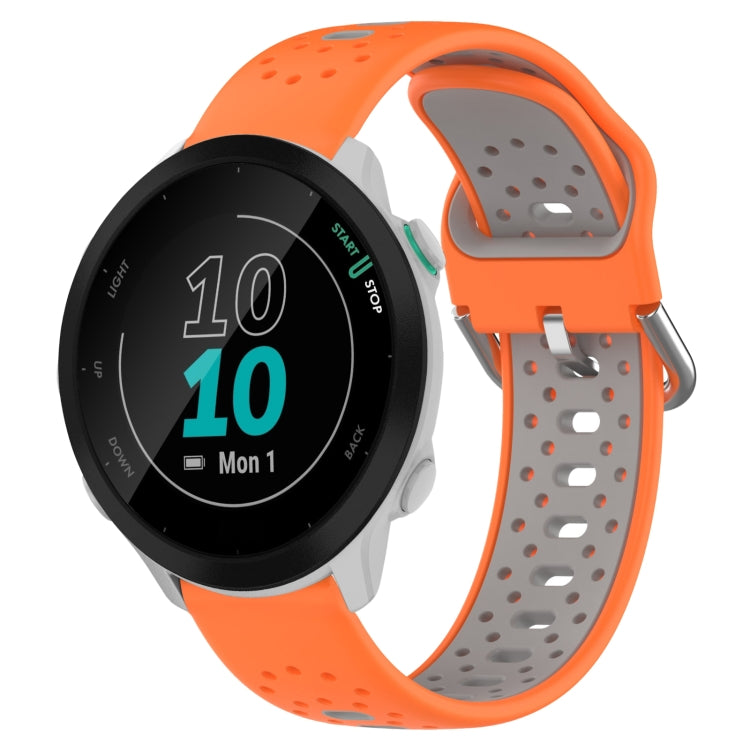 For Garmin Forerunner 55 20mm Breathable Two-Color Silicone Watch Band(Orange+Grey) - Watch Bands by PMC TechLife | Online Shopping South Africa | PMC TechLife