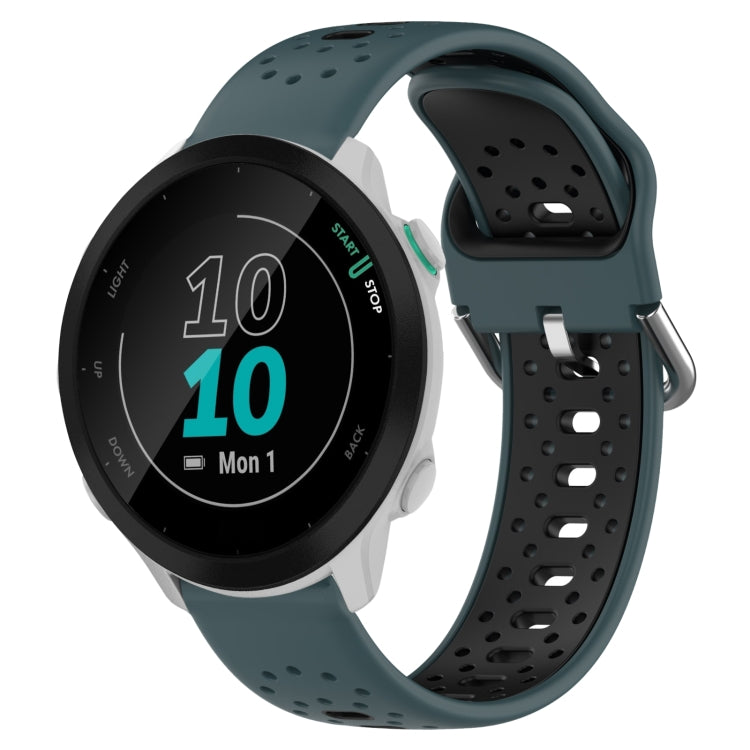 For Garmin Forerunner 55 20mm Breathable Two-Color Silicone Watch Band(Olive Green+Black) - Watch Bands by PMC TechLife | Online Shopping South Africa | PMC TechLife