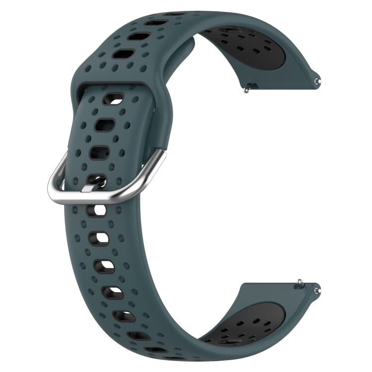 For Garmin Forerunner 55 20mm Breathable Two-Color Silicone Watch Band(Olive Green+Black) - Watch Bands by PMC TechLife | Online Shopping South Africa | PMC TechLife