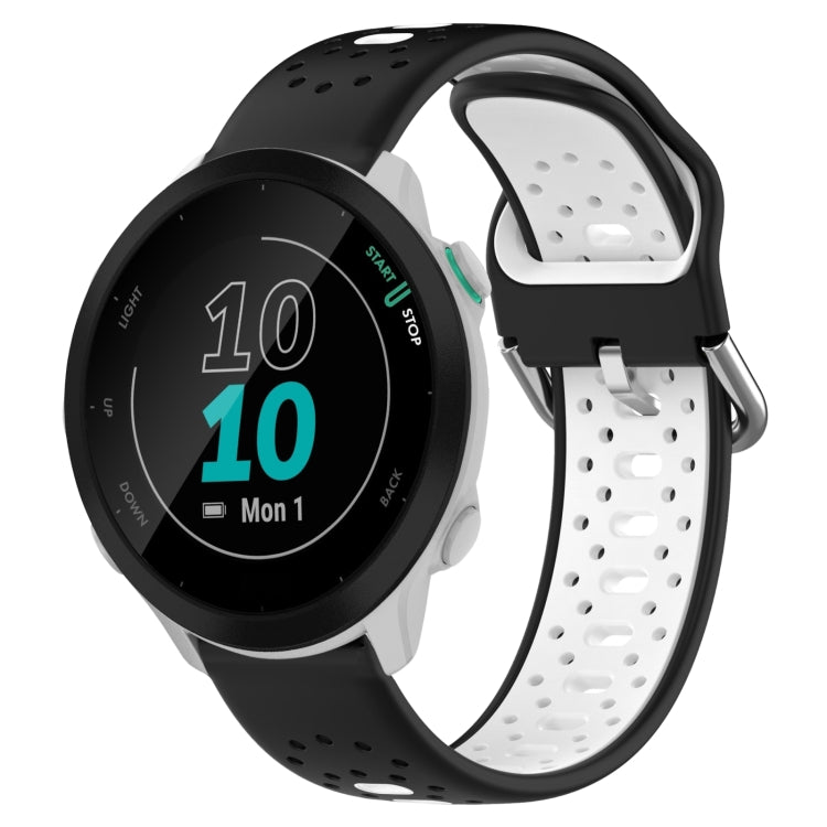 For Garmin Forerunner 55 20mm Breathable Two-Color Silicone Watch Band(Black+White) - Watch Bands by PMC TechLife | Online Shopping South Africa | PMC TechLife
