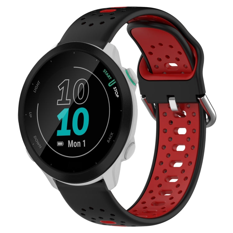 For Garmin Forerunner 55 20mm Breathable Two-Color Silicone Watch Band(Black+Red) - Watch Bands by PMC TechLife | Online Shopping South Africa | PMC TechLife