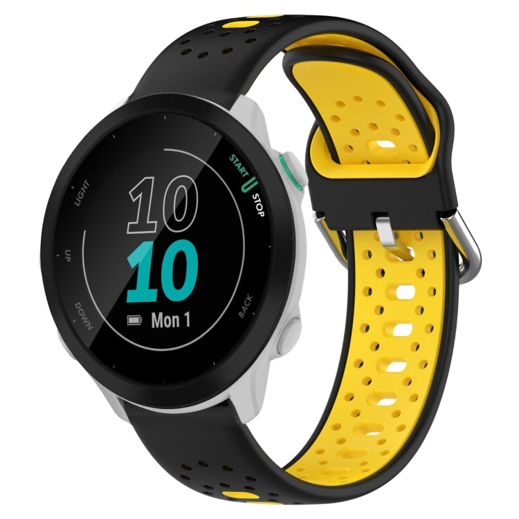 For Garmin Forerunner 55 20mm Breathable Two-Color Silicone Watch Band(Black+Yellow) - Watch Bands by PMC TechLife | Online Shopping South Africa | PMC TechLife