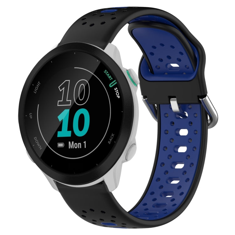 For Garmin Forerunner 55 20mm Breathable Two-Color Silicone Watch Band(Black+Blue) - Watch Bands by PMC TechLife | Online Shopping South Africa | PMC TechLife