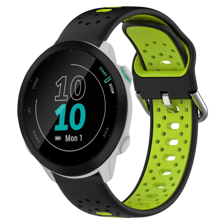 For Garmin Forerunner 55 20mm Breathable Two-Color Silicone Watch Band(Black+Lime Green) - Watch Bands by PMC TechLife | Online Shopping South Africa | PMC TechLife