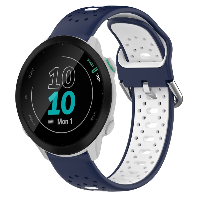 For Garmin Forerunner 55 20mm Breathable Two-Color Silicone Watch Band(Midnight Blue+White) - Watch Bands by PMC TechLife | Online Shopping South Africa | PMC TechLife