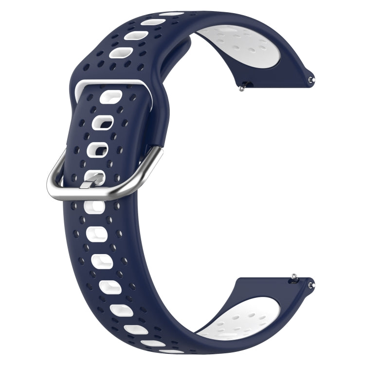 For Garmin Forerunner 55 20mm Breathable Two-Color Silicone Watch Band(Midnight Blue+White) - Watch Bands by PMC TechLife | Online Shopping South Africa | PMC TechLife