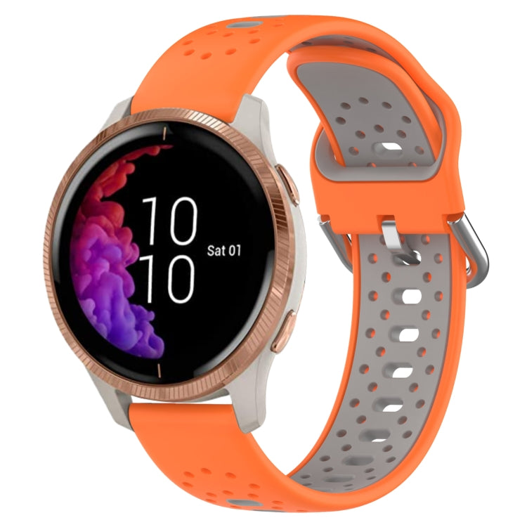 For Garmin Venu 20mm Breathable Two-Color Silicone Watch Band(Orange+Grey) - Watch Bands by PMC TechLife | Online Shopping South Africa | PMC TechLife