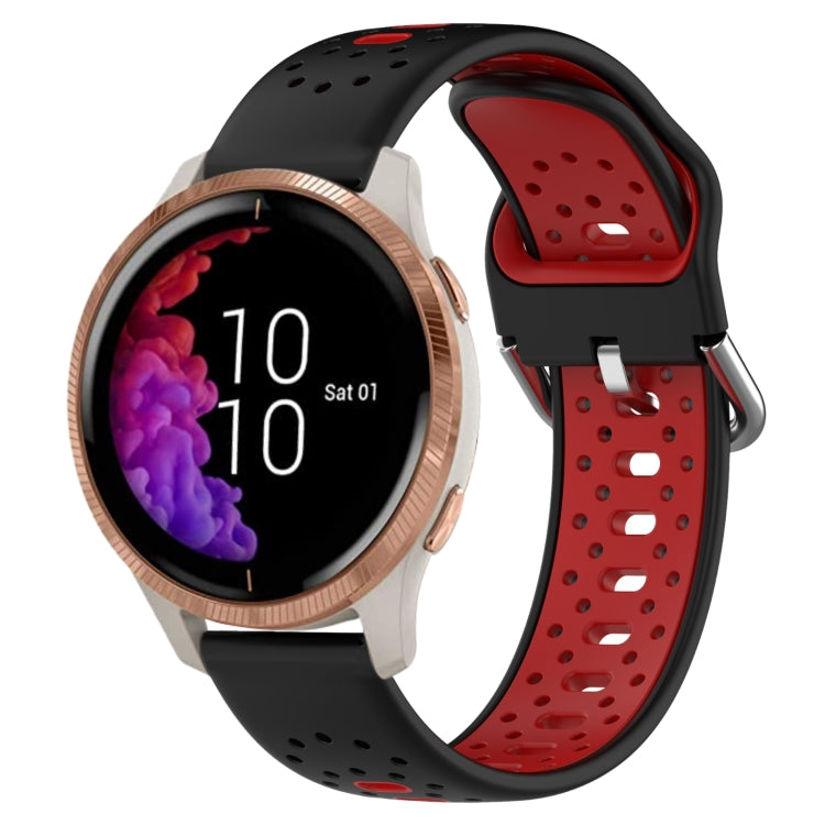 For Garmin Venu 20mm Breathable Two-Color Silicone Watch Band(Black+Red) - Watch Bands by PMC TechLife | Online Shopping South Africa | PMC TechLife