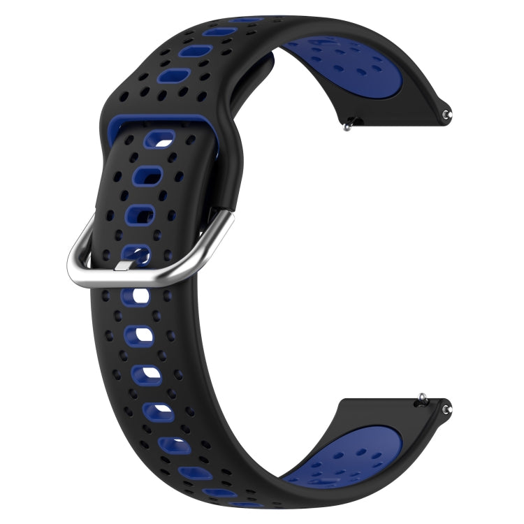 For Garmin Venu 20mm Breathable Two-Color Silicone Watch Band(Black+Blue) - Watch Bands by PMC Jewellery | Online Shopping South Africa | PMC Jewellery