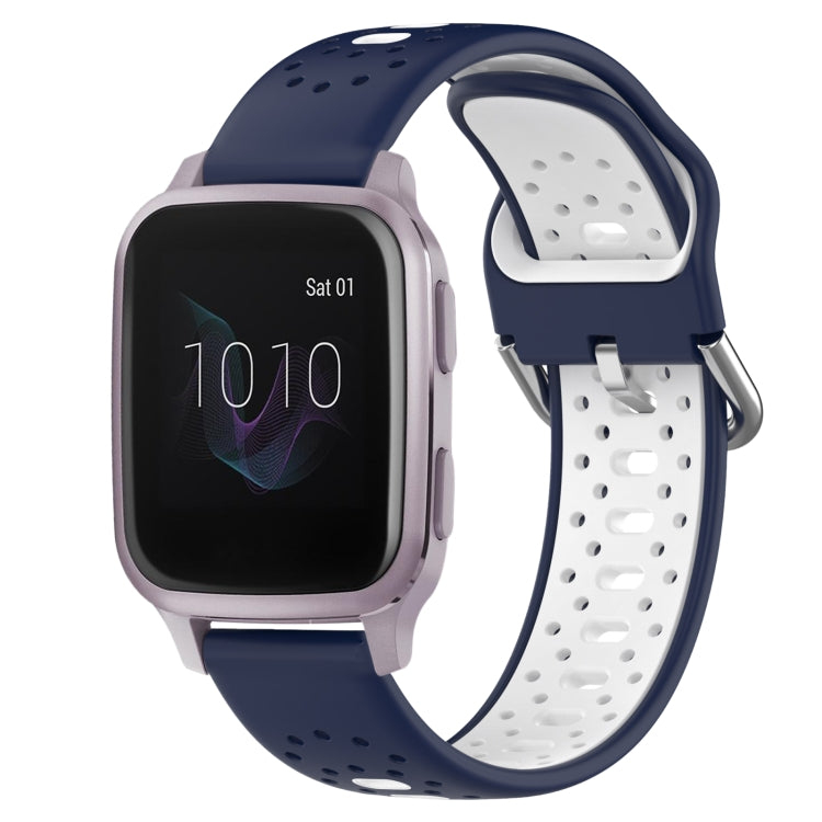 For Garmin Venu SQ 20mm Breathable Two-Color Silicone Watch Band(Midnight Blue+White) - Watch Bands by PMC TechLife | Online Shopping South Africa | PMC TechLife