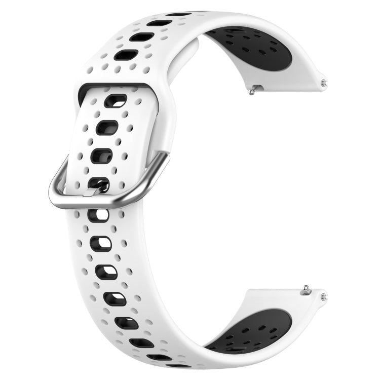 For Garmin VivoMove Luxe 20mm Breathable Two-Color Silicone Watch Band(White+Black) - Watch Bands by PMC Jewellery | Online Shopping South Africa | PMC Jewellery