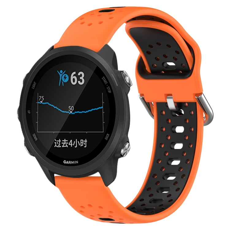 For Garmin Forerunner 245 20mm Breathable Two-Color Silicone Watch Band(Orange+Black) - Watch Bands by PMC TechLife | Online Shopping South Africa | PMC TechLife