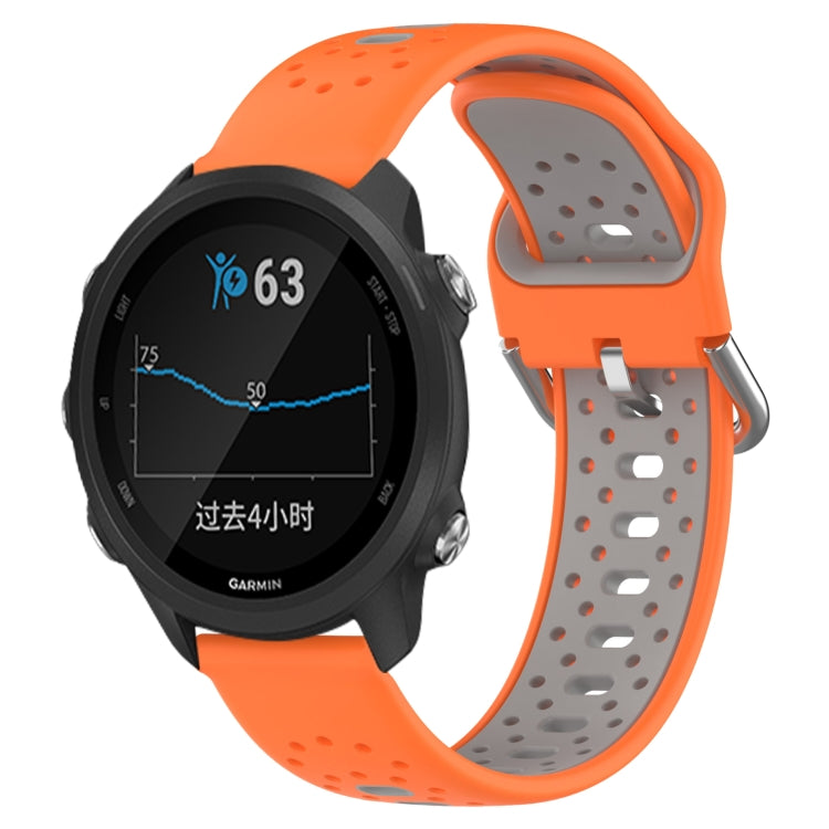 For Garmin Forerunner 245 20mm Breathable Two-Color Silicone Watch Band(Orange+Grey) - Watch Bands by PMC TechLife | Online Shopping South Africa | PMC TechLife