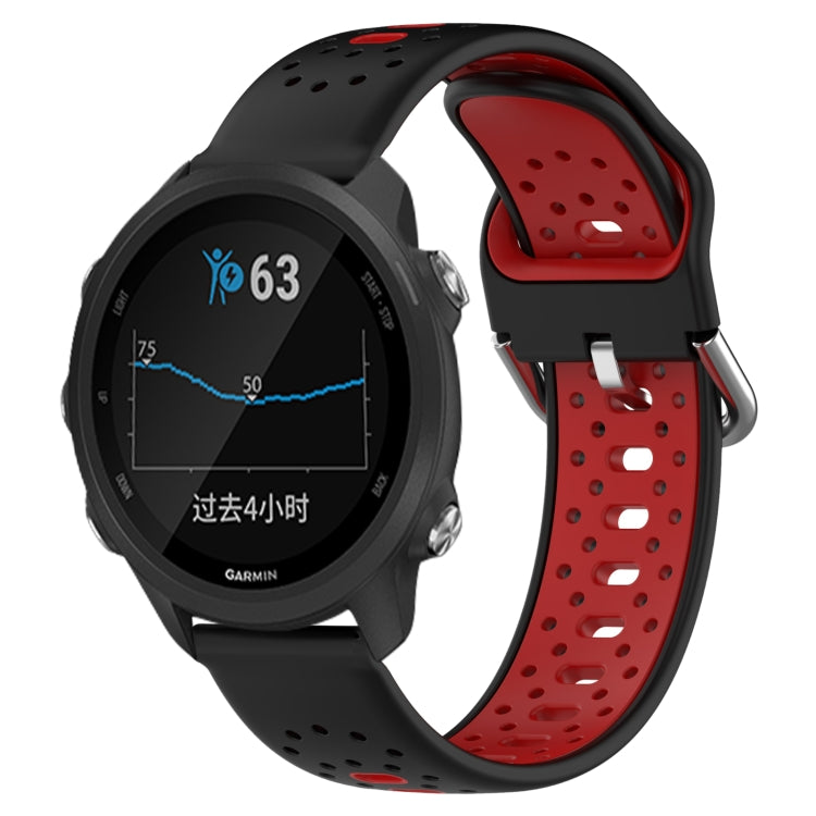 For Garmin Forerunner 245 20mm Breathable Two-Color Silicone Watch Band(Black+Red) - Watch Bands by PMC TechLife | Online Shopping South Africa | PMC TechLife