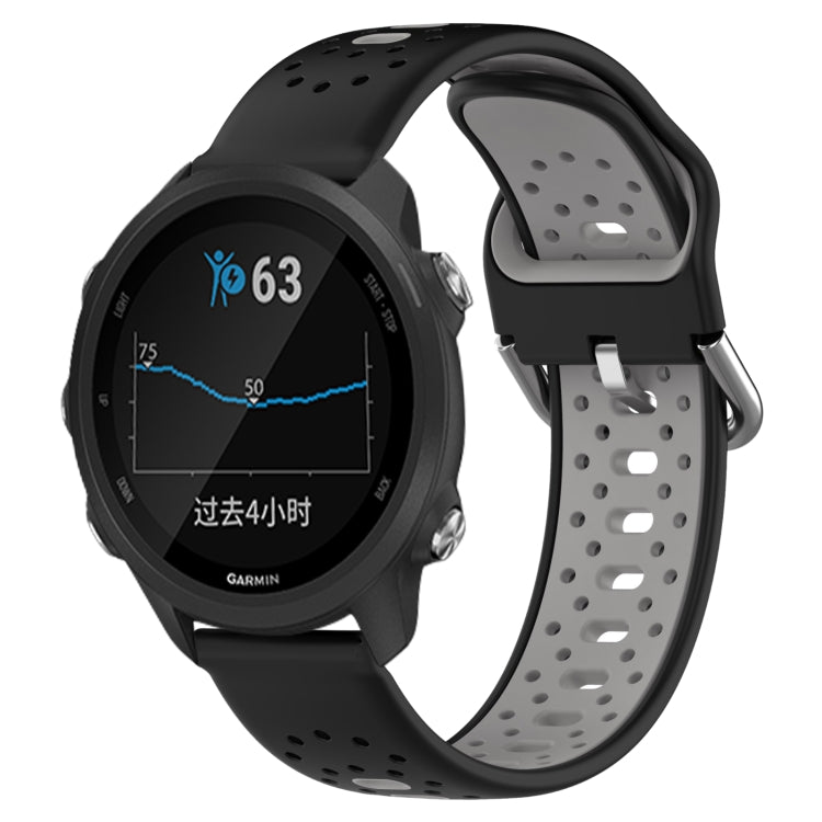 For Garmin Forerunner 245 20mm Breathable Two-Color Silicone Watch Band(Black+Grey) - Watch Bands by PMC TechLife | Online Shopping South Africa | PMC TechLife