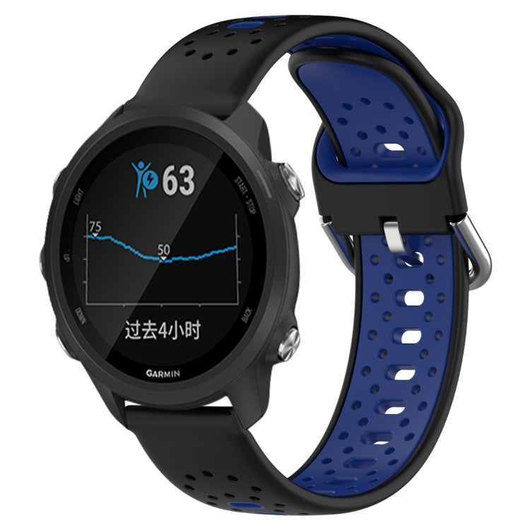 For Garmin Forerunner 245 20mm Breathable Two-Color Silicone Watch Band(Black+Blue) - Watch Bands by PMC TechLife | Online Shopping South Africa | PMC TechLife
