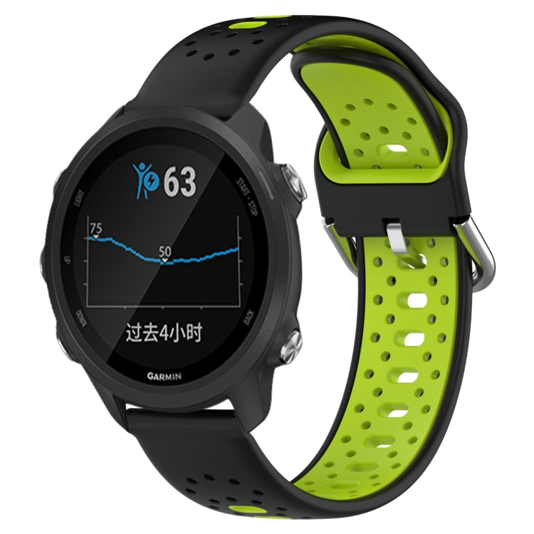 For Garmin Forerunner 245 20mm Breathable Two-Color Silicone Watch Band(Black+Lime Green) - Watch Bands by PMC TechLife | Online Shopping South Africa | PMC TechLife