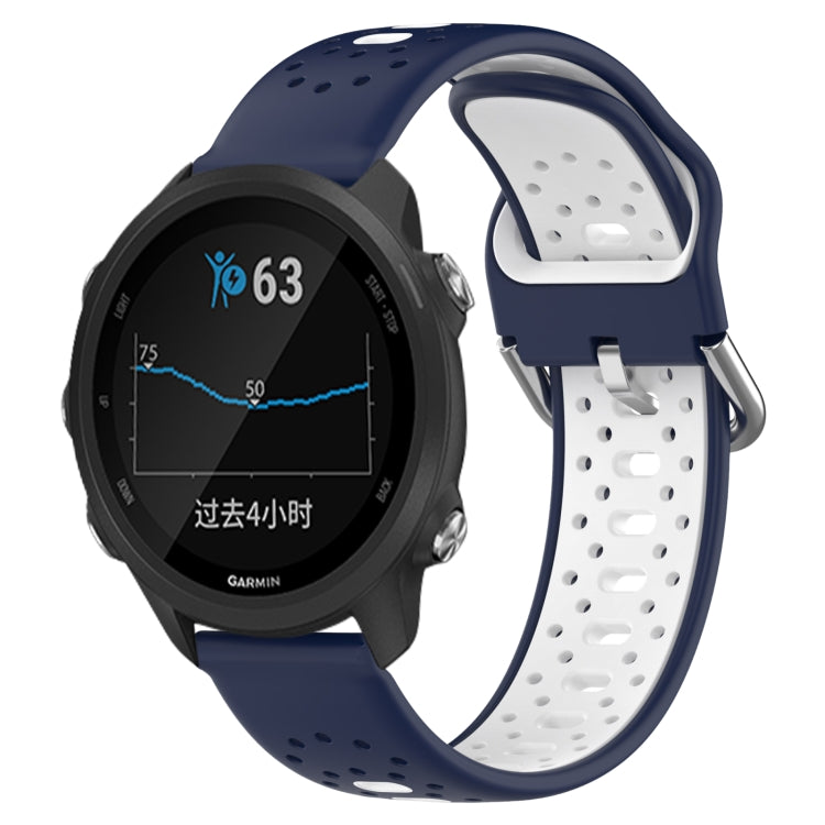 For Garmin Forerunner 245 20mm Breathable Two-Color Silicone Watch Band(Midnight Blue+White) - Watch Bands by PMC TechLife | Online Shopping South Africa | PMC TechLife